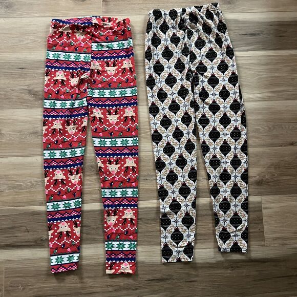 Womens or Teen Set 2 Pair of Christmas Pants w/Sweatshirt PajamaGram Pajama Top - Picture 4 of 6